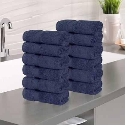 Superior Zero Twist Cotton Soft Absorbent Face Towel Washcloth Set of 12