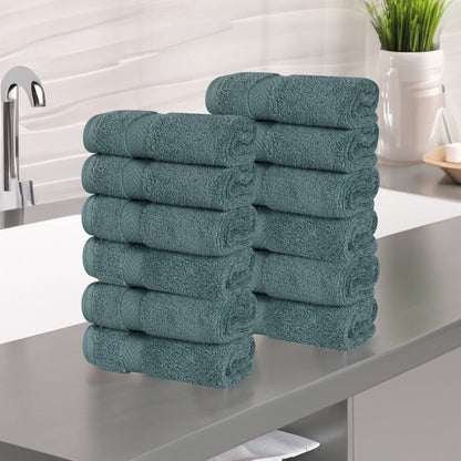 Superior Zero Twist Cotton Soft Absorbent Face Towel Washcloth Set of 12