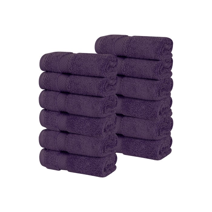 Superior Zero Twist Cotton Soft Absorbent Face Towel Washcloth Set of 12