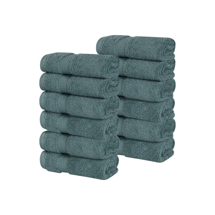 Superior Zero Twist Cotton Soft Absorbent Face Towel Washcloth Set of 12
