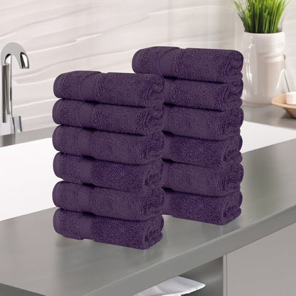Superior Zero Twist Cotton Soft Absorbent Face Towel Washcloth Set of 12