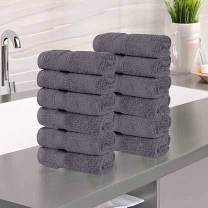 Superior Zero Twist Cotton Soft Absorbent Face Towel Washcloth Set of 12