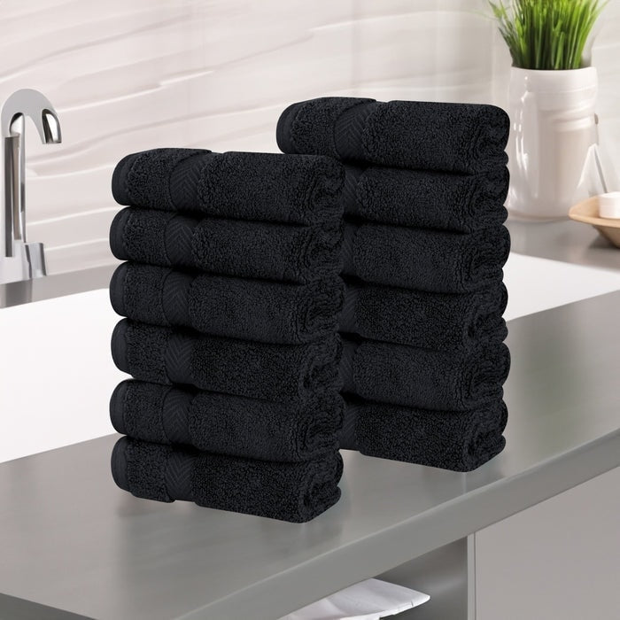 Superior Zero Twist Cotton Soft Absorbent Face Towel Washcloth Set of 12