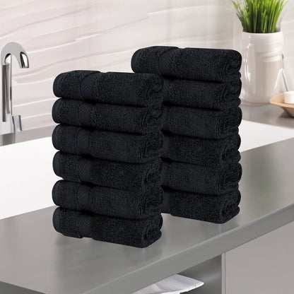 Superior Zero Twist Cotton Soft Absorbent Face Towel Washcloth Set of 12