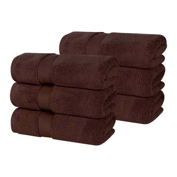 Superior Zero Twist Cotton Solid Soft Absorbent Hand Towel Set of 6