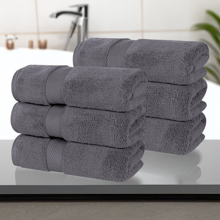 Superior Zero Twist Cotton Solid Soft Absorbent Hand Towel Set of 6