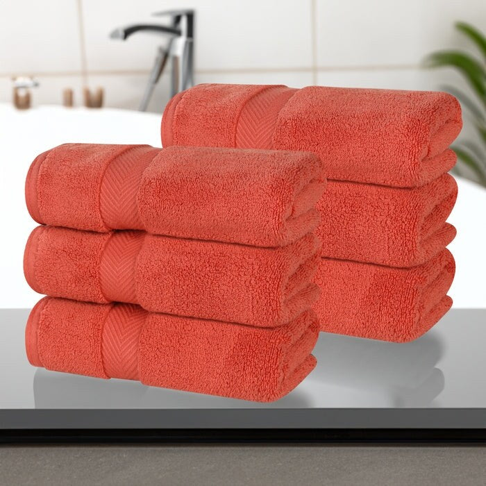 Superior Zero Twist Cotton Solid Soft Absorbent Hand Towel Set of 6