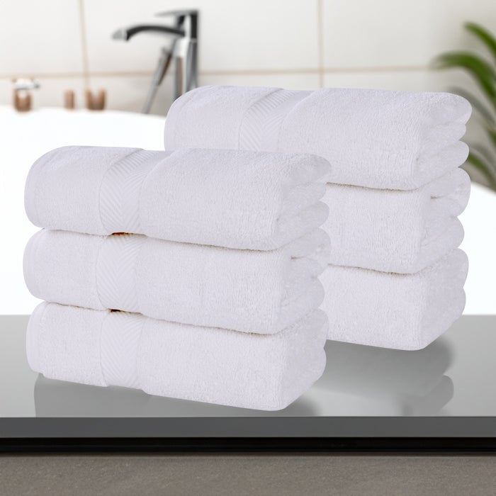 Superior Zero Twist Cotton Solid Soft Absorbent Hand Towel Set of 6