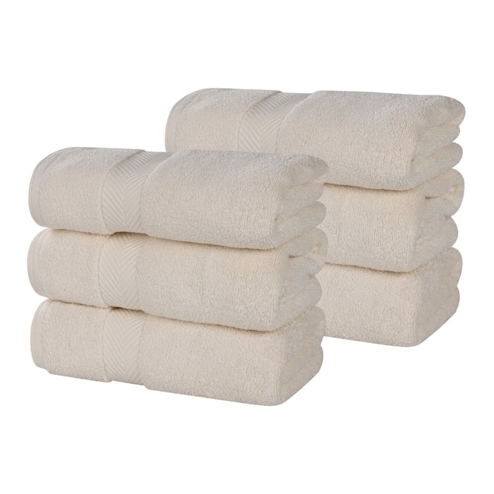 Superior Zero Twist Cotton Solid Soft Absorbent Hand Towel Set of 6