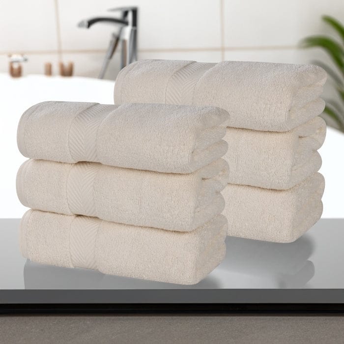 Superior Zero Twist Cotton Solid Soft Absorbent Hand Towel Set of 6