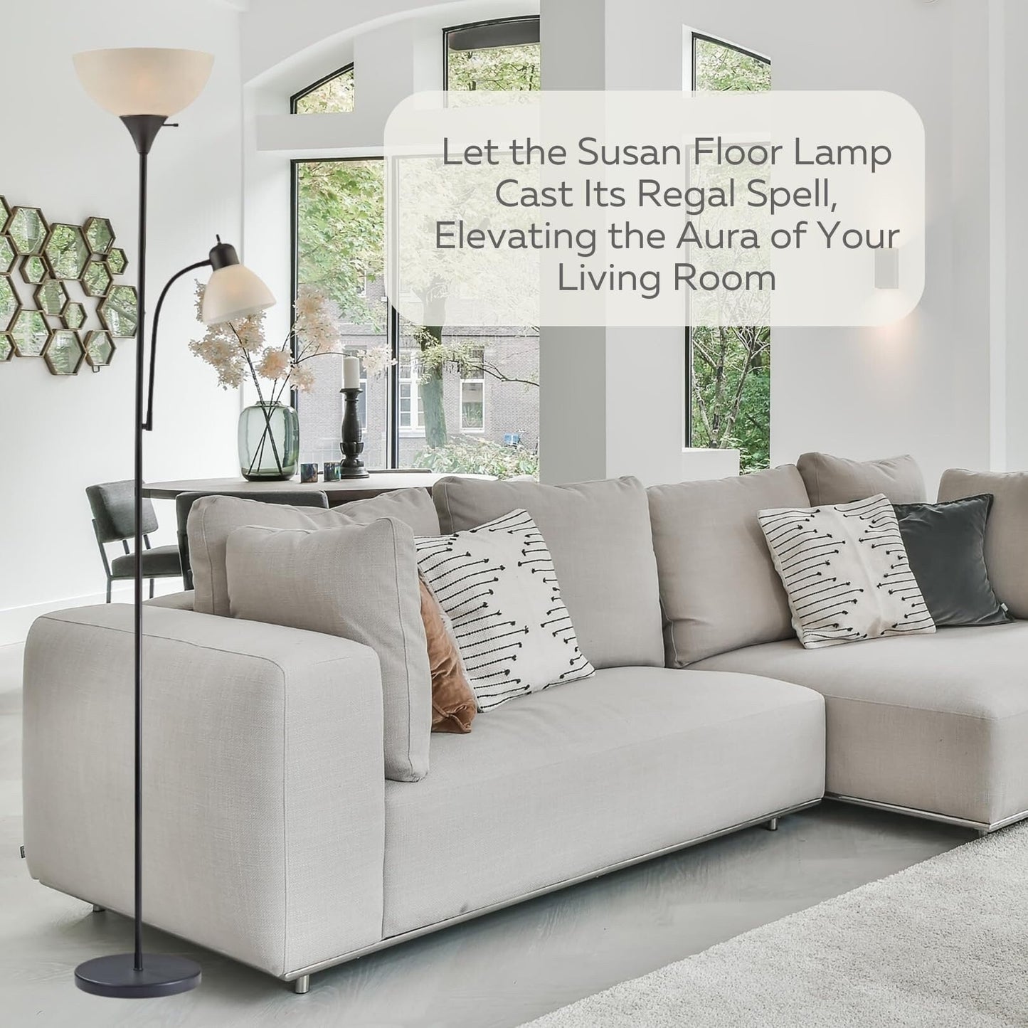 LIGHTACCENTS White Floor Lamp with Opal White Cone Shade – Standing Lamps, Torch Floor Lamps for Living Room, Bedroom...