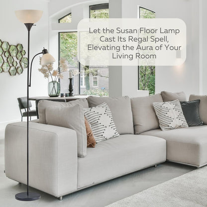 LIGHTACCENTS White Floor Lamp with Opal White Cone Shade – Standing Lamps, Torch Floor Lamps for Living Room, Bedroom...