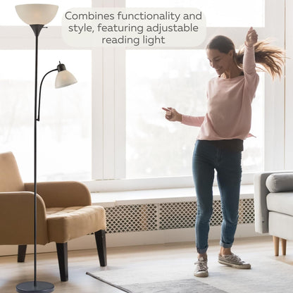 LIGHTACCENTS White Floor Lamp with Opal White Cone Shade – Standing Lamps, Torch Floor Lamps for Living Room, Bedroom...