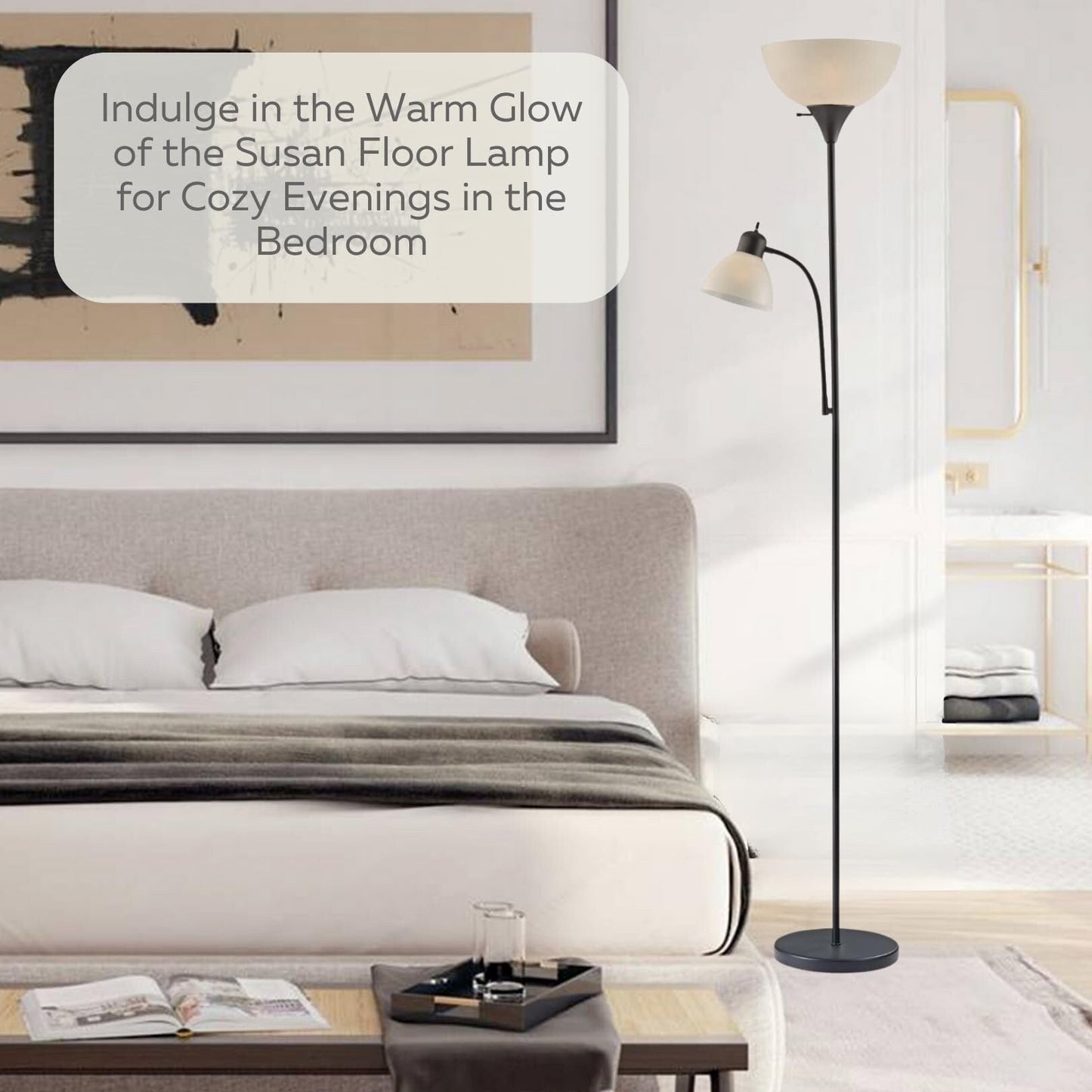 LIGHTACCENTS White Floor Lamp with Opal White Cone Shade – Standing Lamps, Torch Floor Lamps for Living Room, Bedroom...