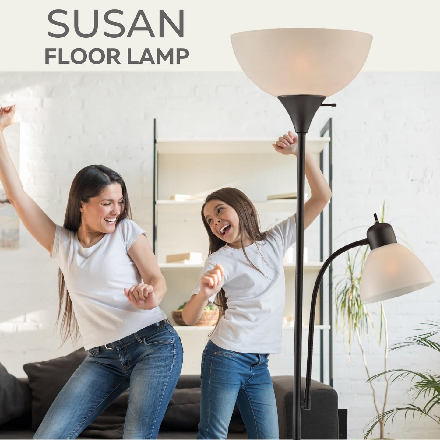 LIGHTACCENTS White Floor Lamp with Opal White Cone Shade – Standing Lamps, Torch Floor Lamps for Living Room, Bedroom...