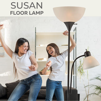 LIGHTACCENTS White Floor Lamp with Opal White Cone Shade – Standing Lamps, Torch Floor Lamps for Living Room, Bedroom...