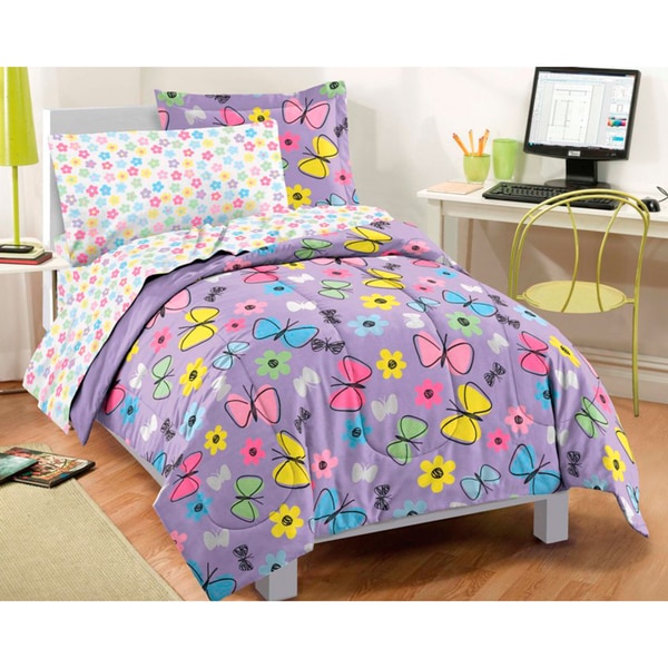 Dream Factory Sweet Butterfly 7-piece Bed in a Bag with Sheet Set
