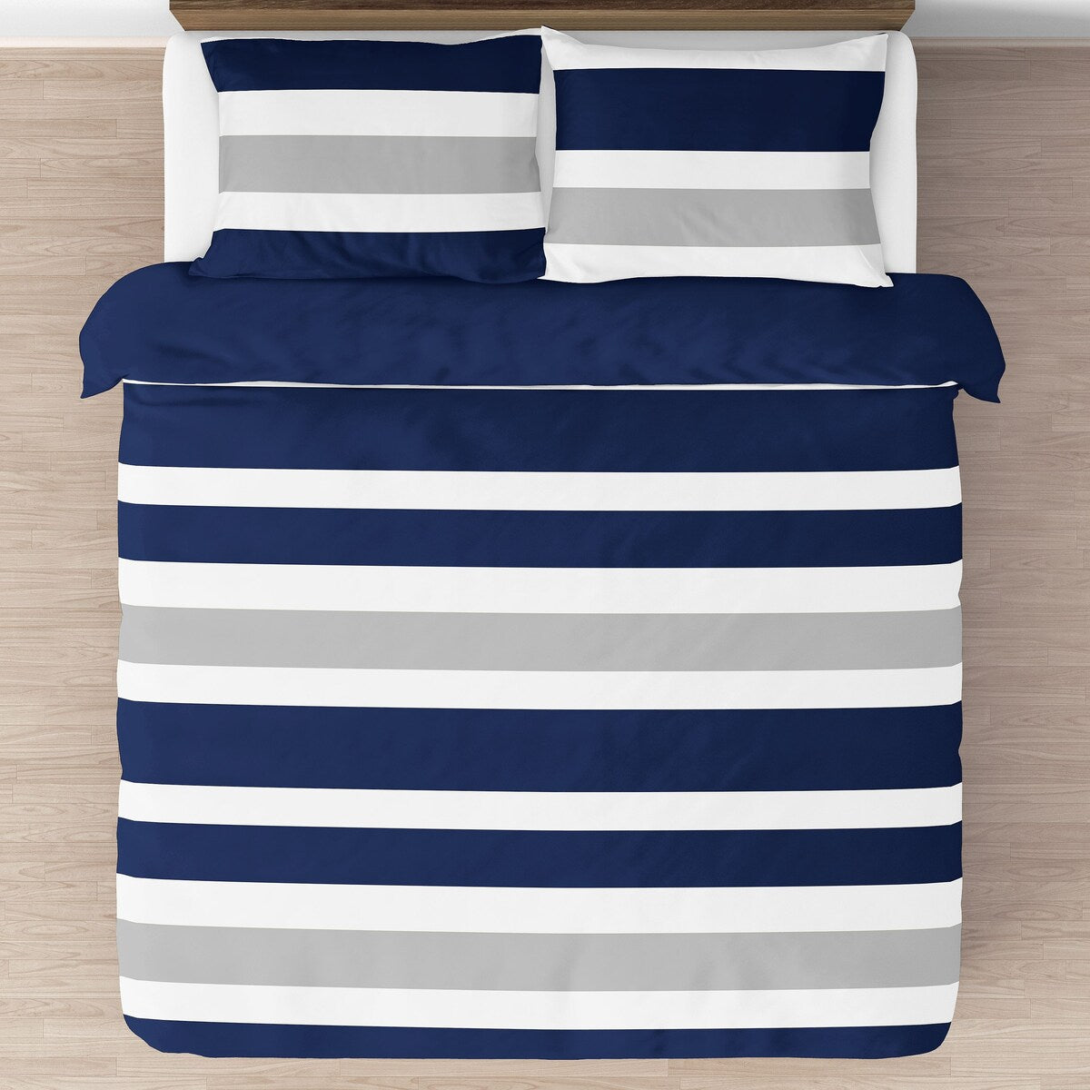 Sweet Jojo Designs Navy Blue and Gray Stripe 3-piece Full/ Queen-size Comforter Set