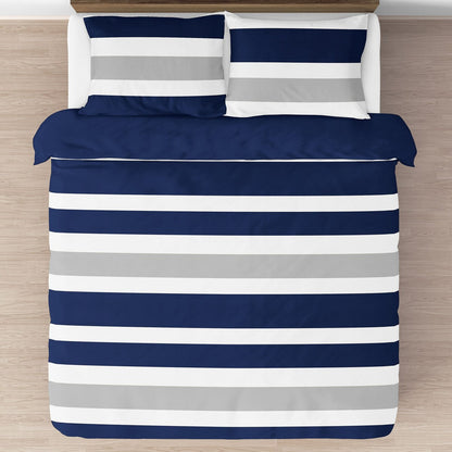 Sweet Jojo Designs Navy Blue and Gray Stripe 3-piece Full/ Queen-size Comforter Set