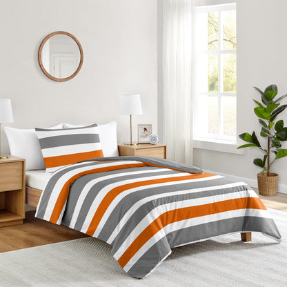 Sweet Jojo Designs Orange and Gray Stripe 2-piece Twin Comforter Set