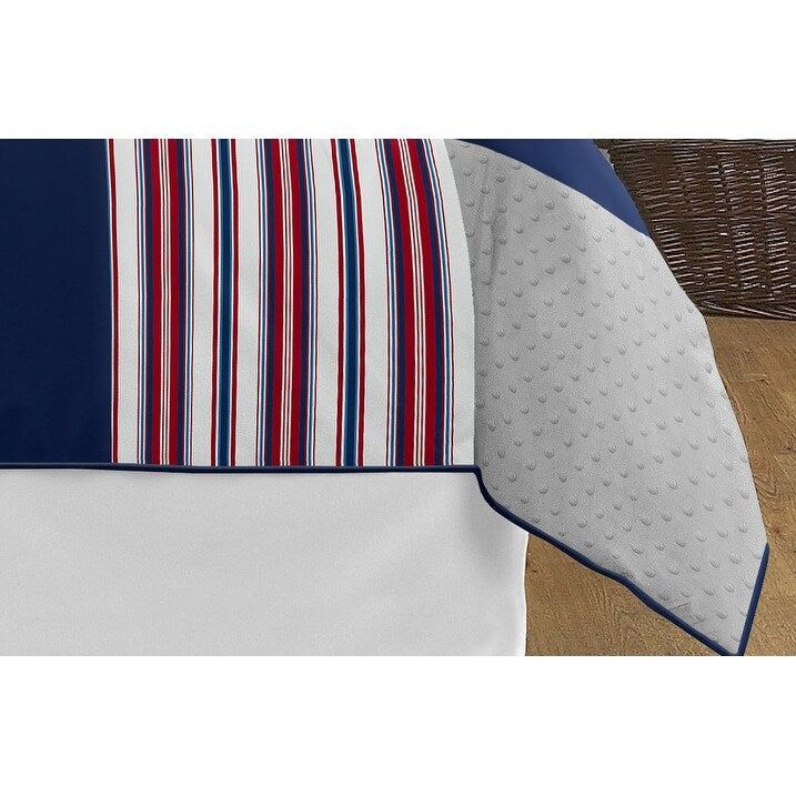 Sweet Jojo Designs Red, White and Blue Baseball Patch Sports Collection Boy 3-piece Full / Queen-size Comforter Set