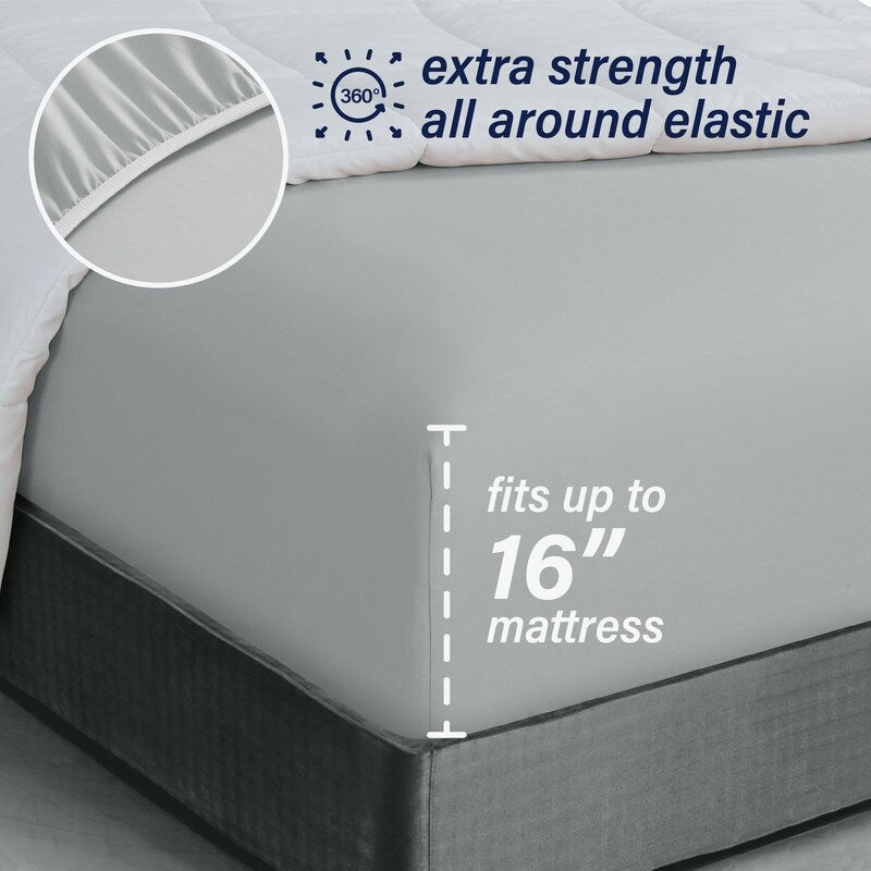 Swift Home Double Brushed Microfiber 16-Inch Deep Pocket Single Fitted Sheet