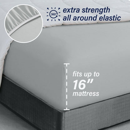 Swift Home Double Brushed Microfiber 16-Inch Deep Pocket Single Fitted Sheet