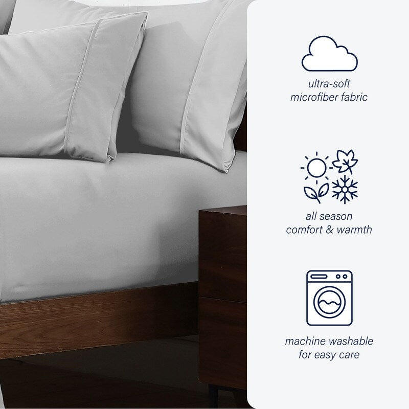 Swift Home Double Brushed Microfiber 16-Inch Deep Pocket Single Fitted Sheet