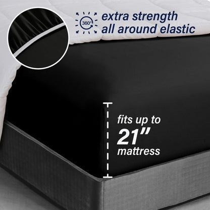 Swift Home Double Brushed Microfiber 18-21-Inch Extra-Deep Pocket Single Fitted Sheet