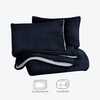 Swift Home Luxurious Reversible High Pile Plush and Sherpa Comforter Set