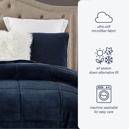 Swift Home Luxurious Reversible High Pile Plush and Sherpa Comforter Set