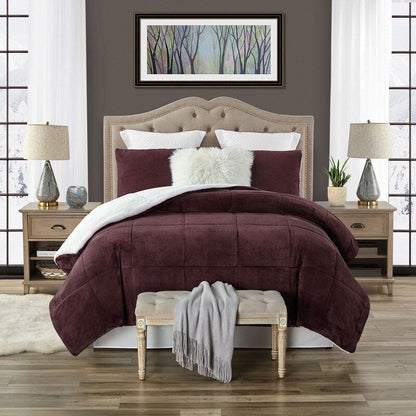 Swift Home Luxurious Reversible High Pile Plush and Sherpa Comforter Set
