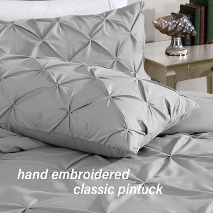 Swift Home Modern Diamond Pintuck Ultra-Soft Microfiber 3-Piece Bedding Comforter Set