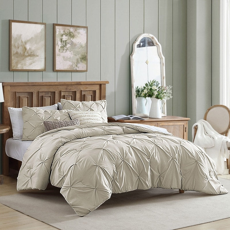 Swift Home Modern Diamond Pintuck Ultra-Soft Microfiber 3-Piece Bedding Comforter Set