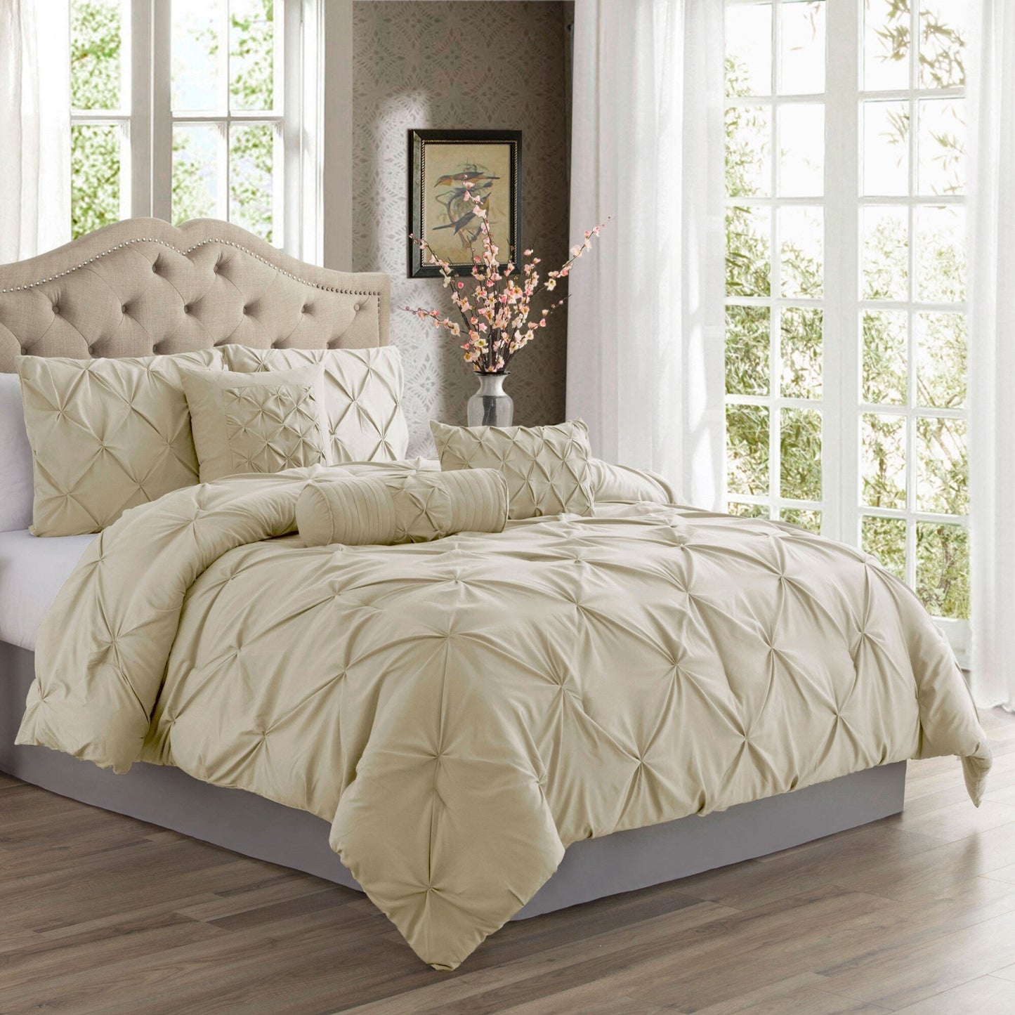 Swift Home Modern Diamond Pintuck Ultra-Soft Microfiber 3-Piece Bedding Comforter Set