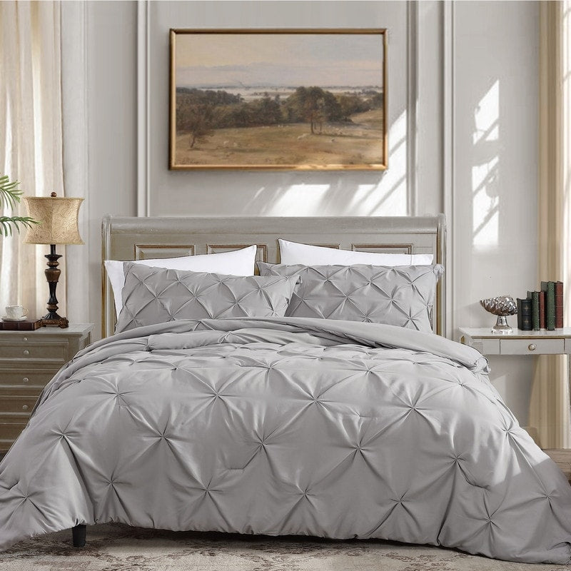 Swift Home Modern Diamond Pintuck Ultra-Soft Microfiber 3-Piece Bedding Comforter Set