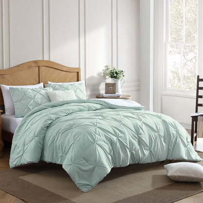 Swift Home Modern Diamond Pintuck Ultra-Soft Microfiber 3-Piece Bedding Comforter Set