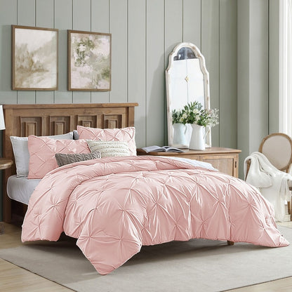 Swift Home Modern Diamond Pintuck Ultra-Soft Microfiber 3-Piece Bedding Comforter Set