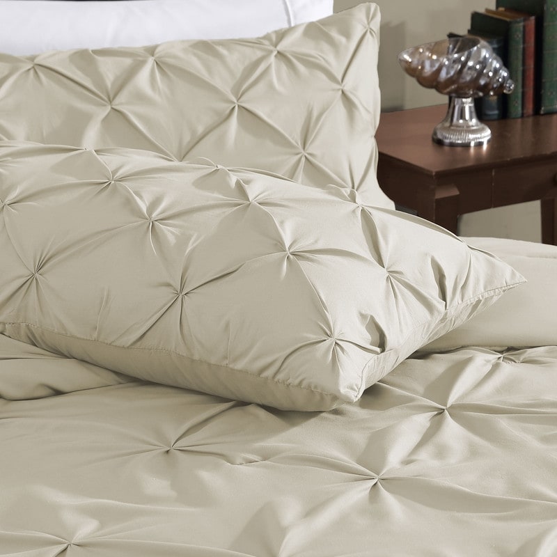 Swift Home Modern Diamond Pintuck Ultra-Soft Microfiber 3-Piece Bedding Comforter Set