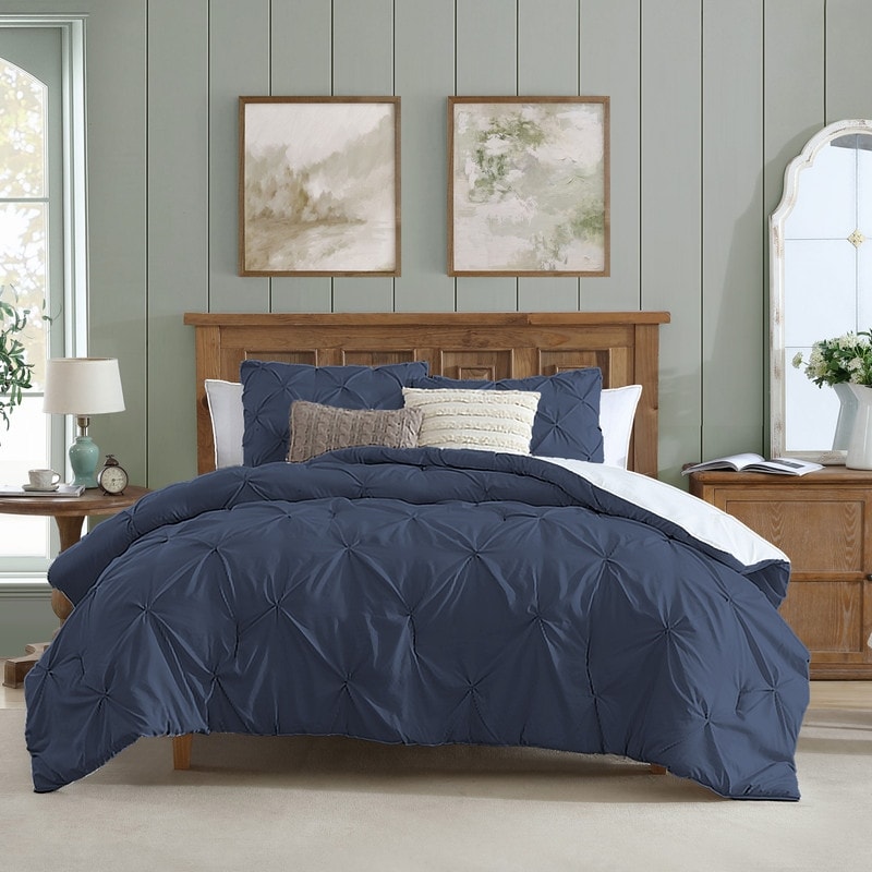 Swift Home Modern Diamond Pintuck Ultra-Soft Microfiber 3-Piece Bedding Comforter Set