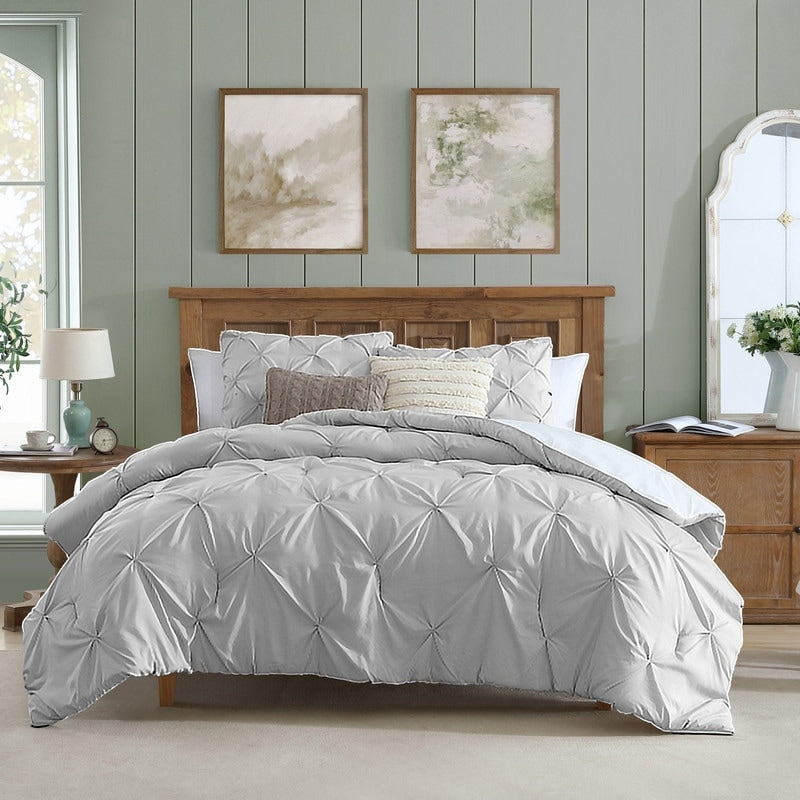 Swift Home Modern Diamond Pintuck Ultra-Soft Microfiber 3-Piece Bedding Comforter Set