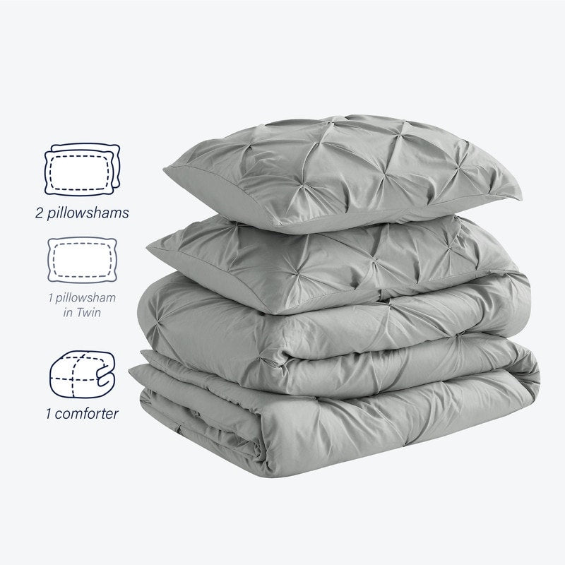 Swift Home Modern Diamond Pintuck Ultra-Soft Microfiber 3-Piece Bedding Comforter Set