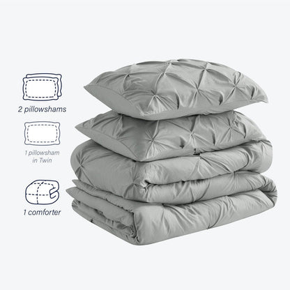 Swift Home Modern Diamond Pintuck Ultra-Soft Microfiber 3-Piece Bedding Comforter Set