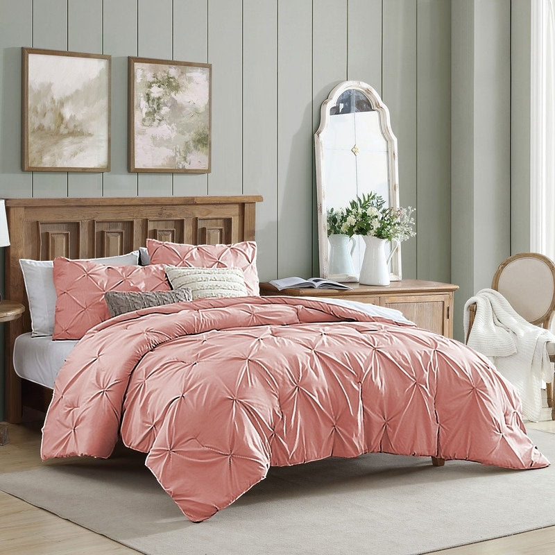 Swift Home Modern Diamond Pintuck Ultra-Soft Microfiber 3-Piece Bedding Comforter Set