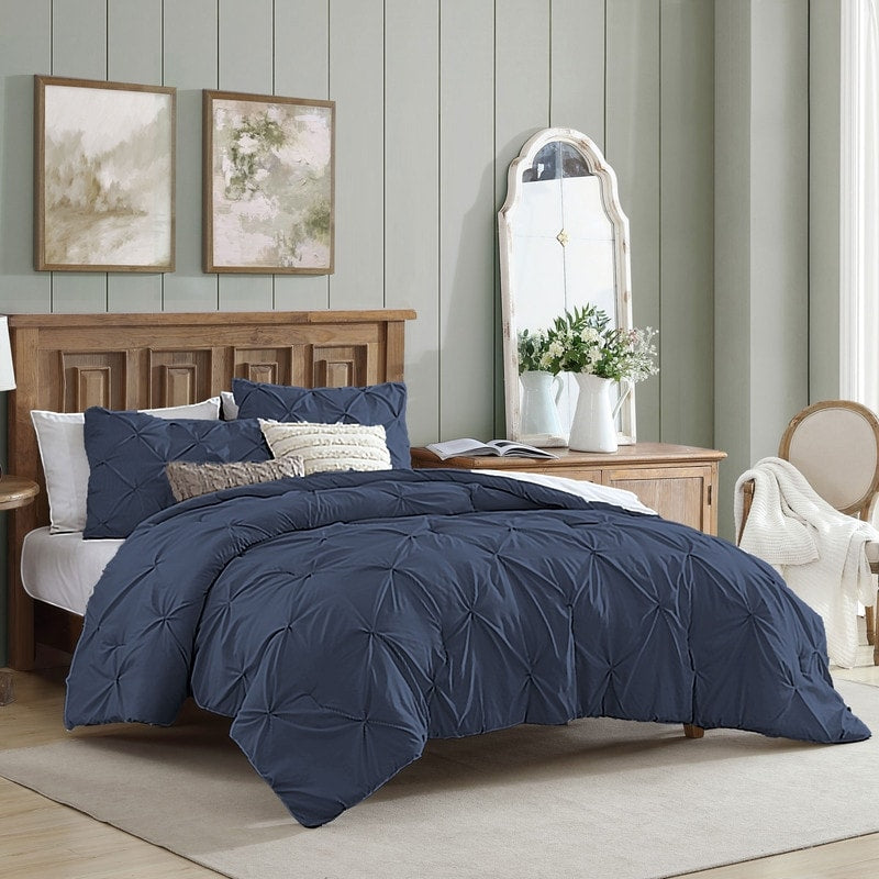 Swift Home Modern Diamond Pintuck Ultra-Soft Microfiber 3-Piece Bedding Comforter Set