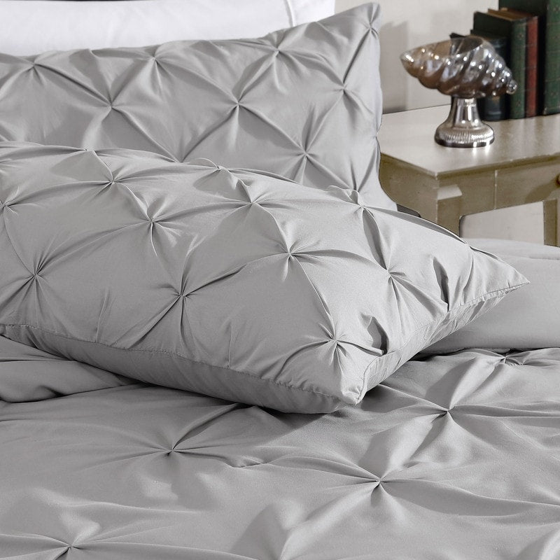 Swift Home Modern Diamond Pintuck Ultra-Soft Microfiber 3-Piece Bedding Comforter Set