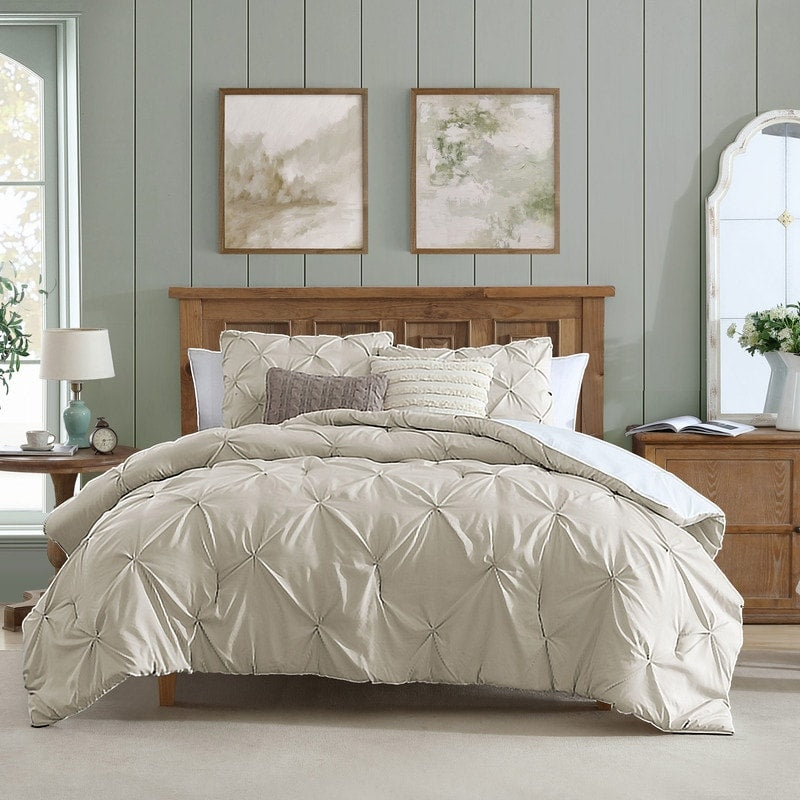 Swift Home Modern Diamond Pintuck Ultra-Soft Microfiber 3-Piece Bedding Comforter Set