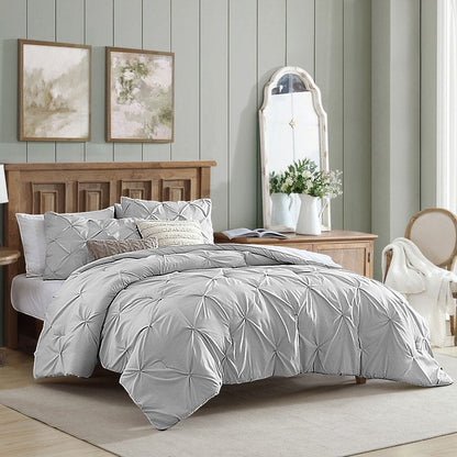 Swift Home Modern Diamond Pintuck Ultra-Soft Microfiber 3-Piece Bedding Comforter Set