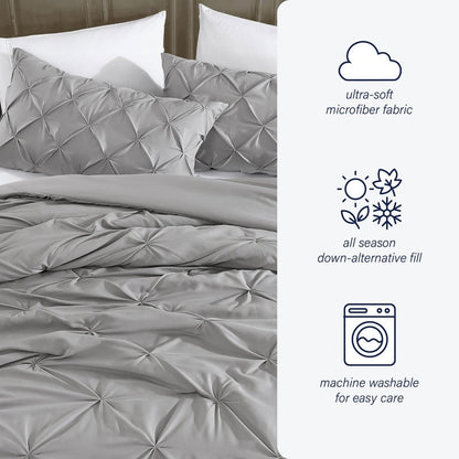 Swift Home Modern Diamond Pintuck Ultra-Soft Microfiber 3-Piece Bedding Comforter Set
