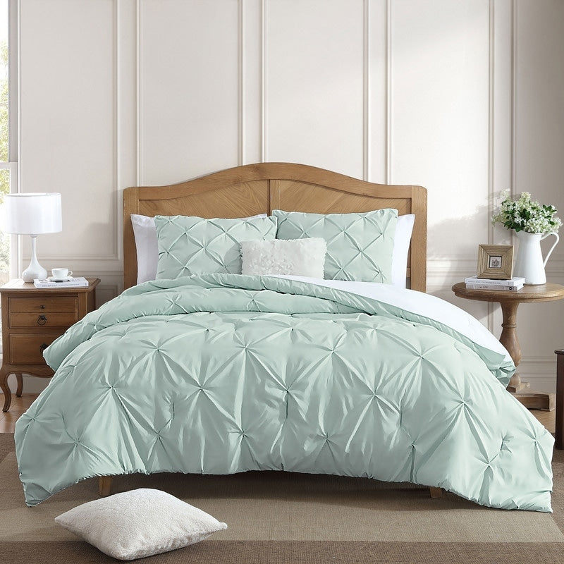 Swift Home Modern Diamond Pintuck Ultra-Soft Microfiber 3-Piece Bedding Comforter Set